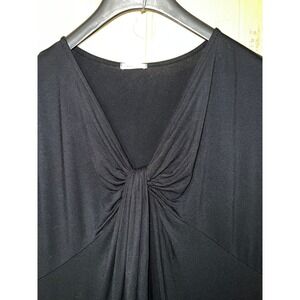 Twist Front Maxi DRESS Black Jersey Super Soft Knit Drape Flatters Chic Soul 2X